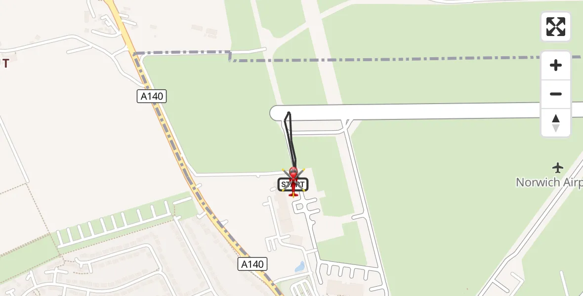 Flight route Air Ambulance Helicopter Norwich Airport - Norwich Airport, 25 October 2026, 12:16