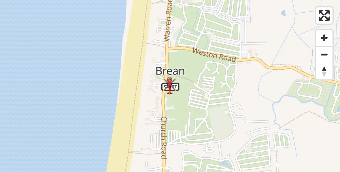 Flight route Air Ambulance Helicopter Brean - Brean, 25 October 2026, 14:36