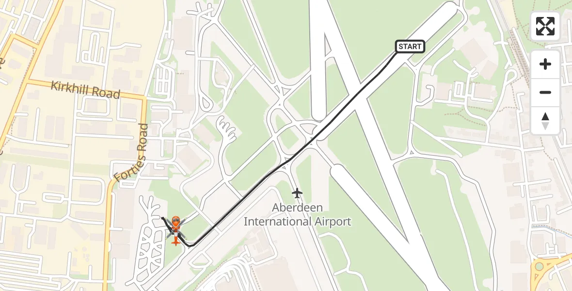 Flight route Coastguard Helicopter Aberdeen International Airport - Aberdeen International Airport, 25 October 2026, 14:51