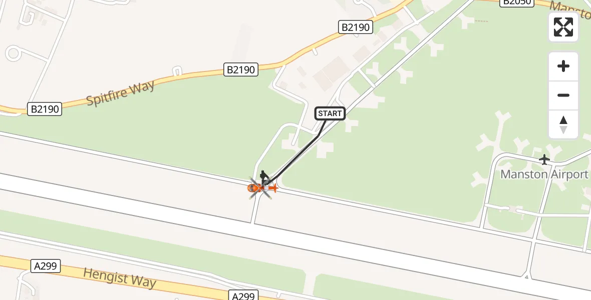 Flight route Coastguard Helicopter Manston Airport - Manston Airport, 25 October 2026, 15:50