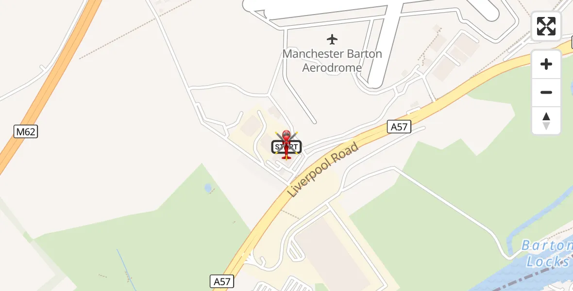 Flight route Air Ambulance Helicopter Manchester Barton Aerodrome - Irlam, 25 October 2026, 16:10