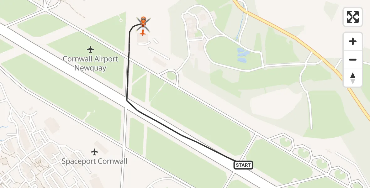 Flight route Coastguard Helicopter Cornwall Airport Newquay - Cornwall Airport Newquay, 25 October 2026, 16:32