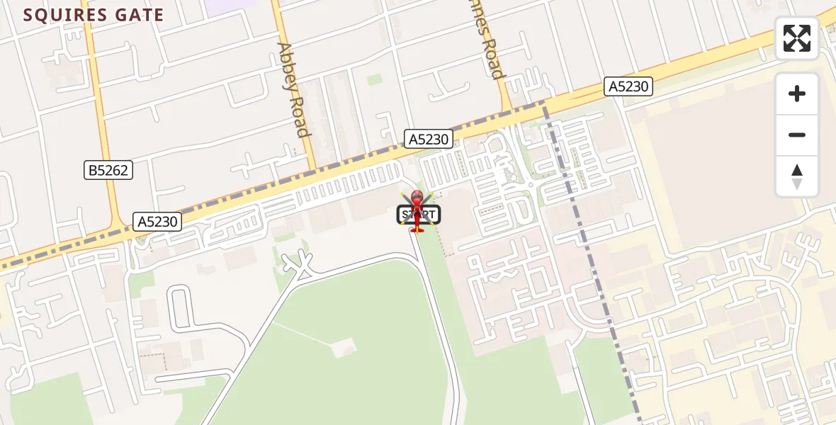 Flight route Air Ambulance Helicopter Blackpool Airport - Blackpool Airport, 26 October 2026, 08:41