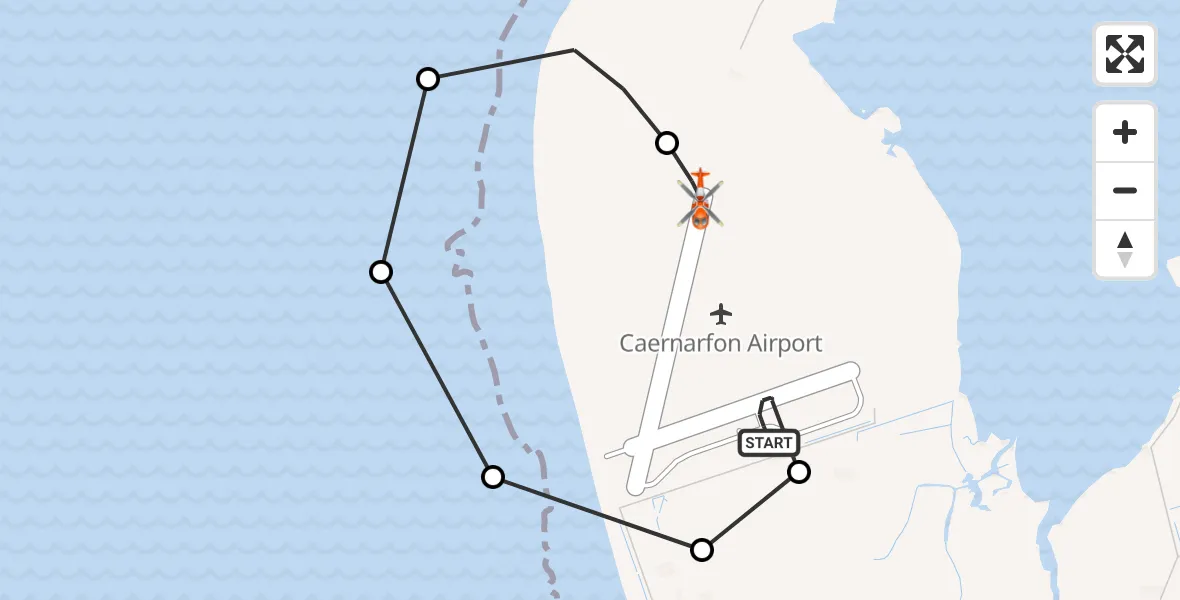 Flight route Coastguard Helicopter Caernarfon Airport - Caernarfon Airport, 26 October 2026, 08:59