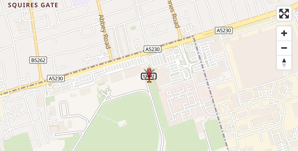 Flight route Air Ambulance Helicopter Blackpool Airport - Blackpool Airport, 26 October 2026, 09:16