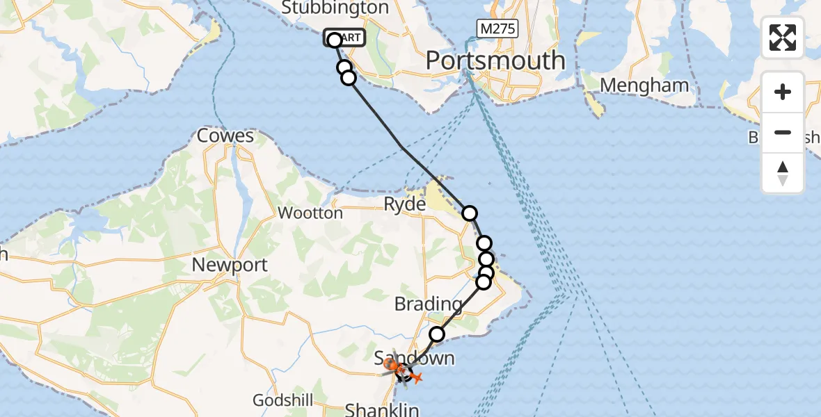 Flight route Coastguard Helicopter Solent Airport - Lake, 26 October 2026, 11:28