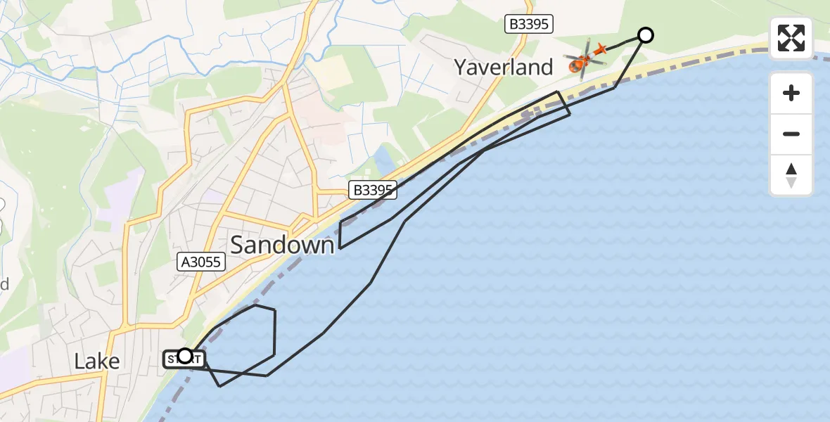Flight route Coastguard Helicopter Lake - Bembridge, 26 October 2026, 11:51