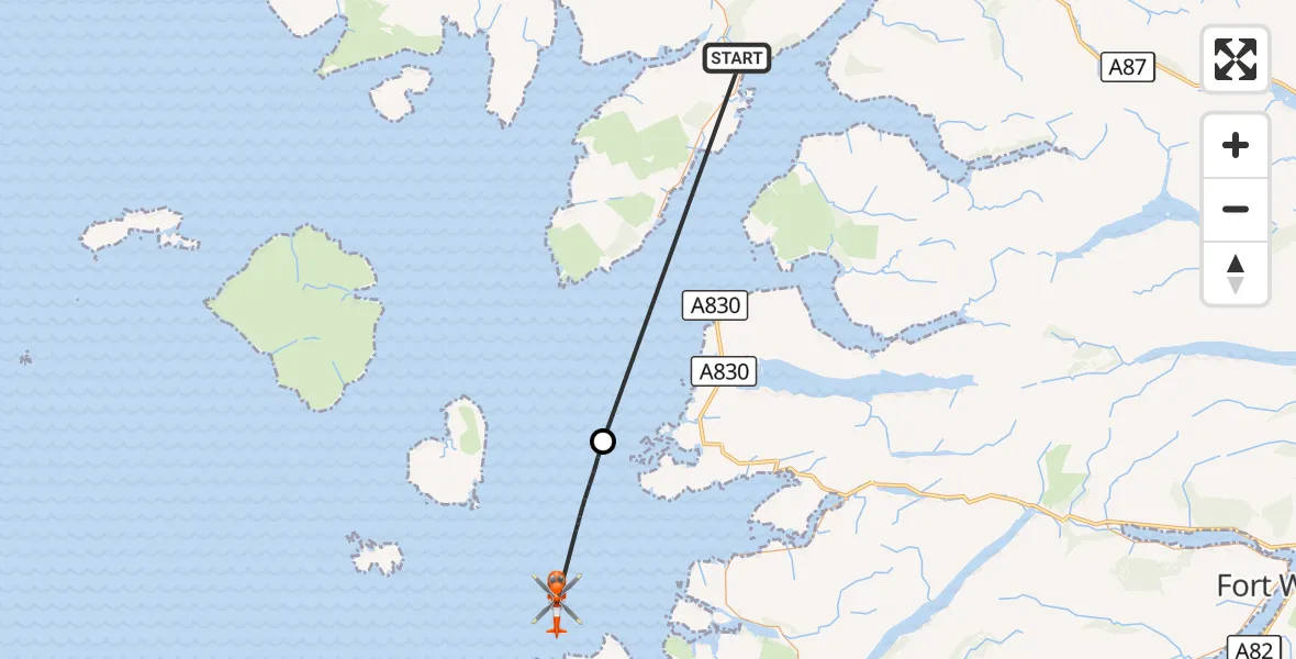 Flight route Coastguard Helicopter Duisdalemore - Duisdeil Mòr - Inner Seas, 26 October 2026, 12:26