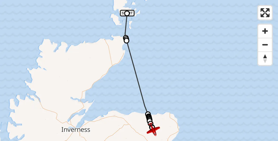 Flight route Air Ambulance Aircraft Seafield - Slack o' Causeway, 26 October 2026, 12:50