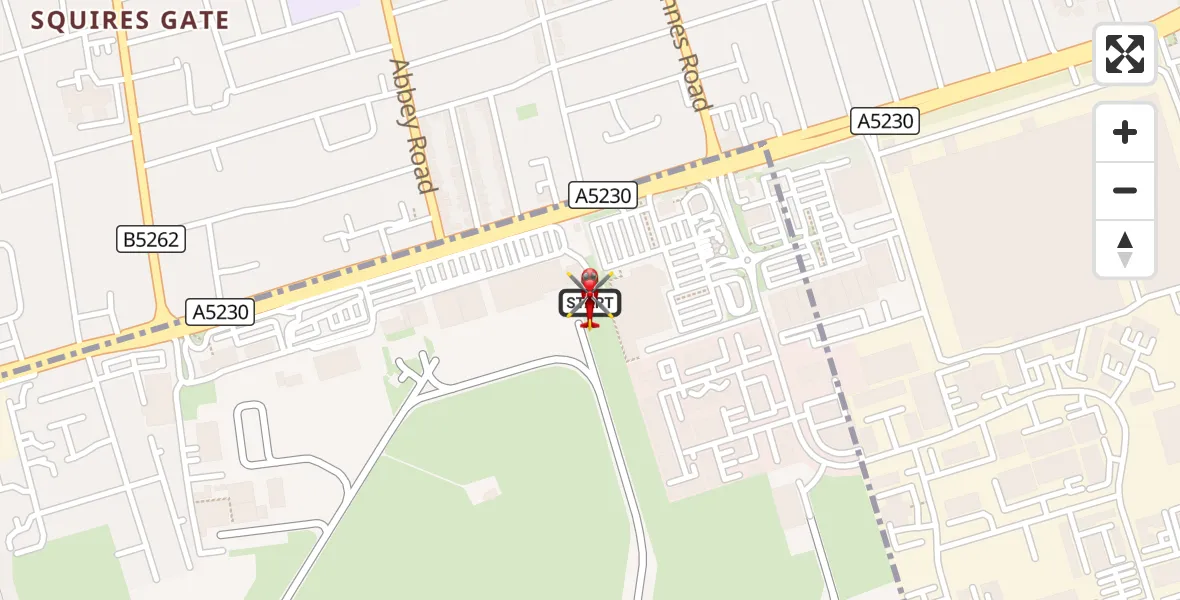 Flight route Air Ambulance Helicopter Blackpool Airport - Blackpool Airport, 26 October 2026, 13:21