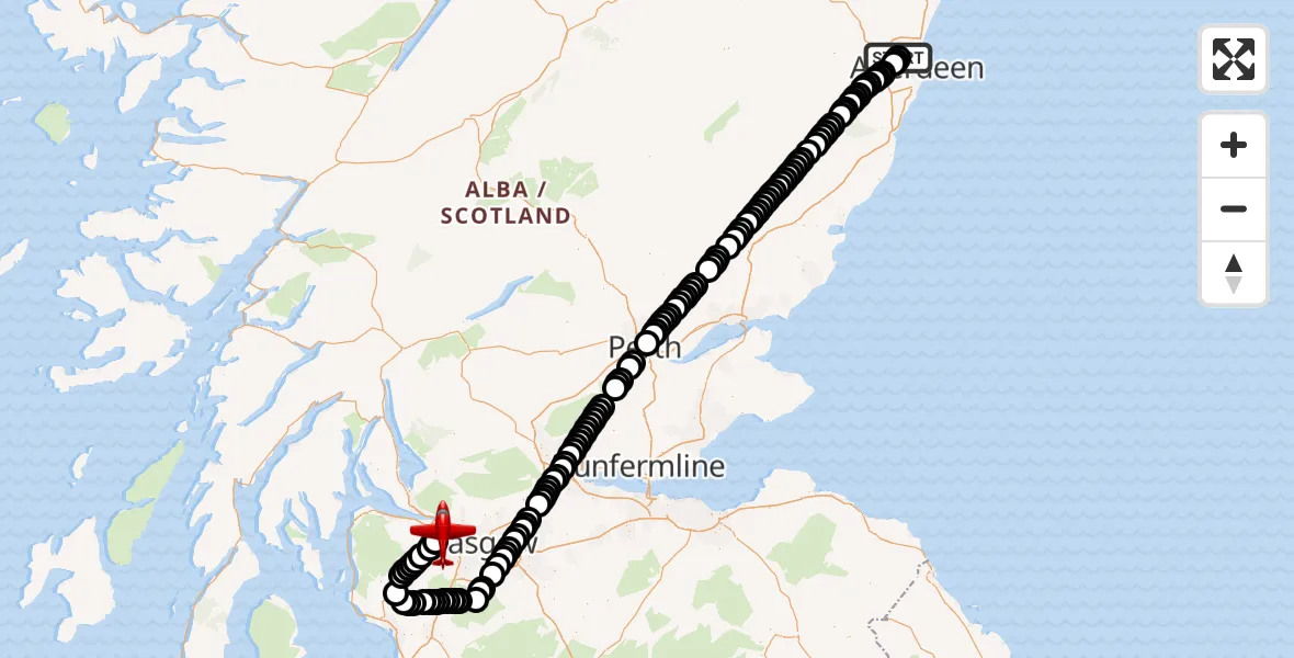 Flight route Air Ambulance Aircraft Bankhead - Glasgow Airport, 26 October 2026, 15:18