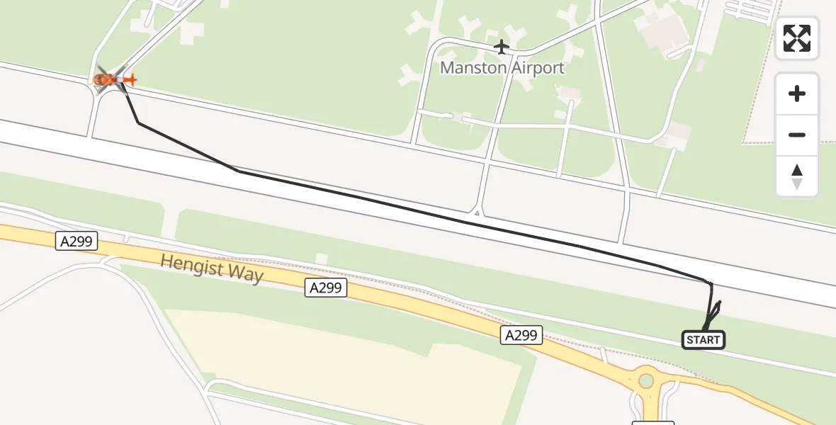 Flight route Coastguard Helicopter Manston Airport - Manston Airport, 26 October 2026, 17:35
