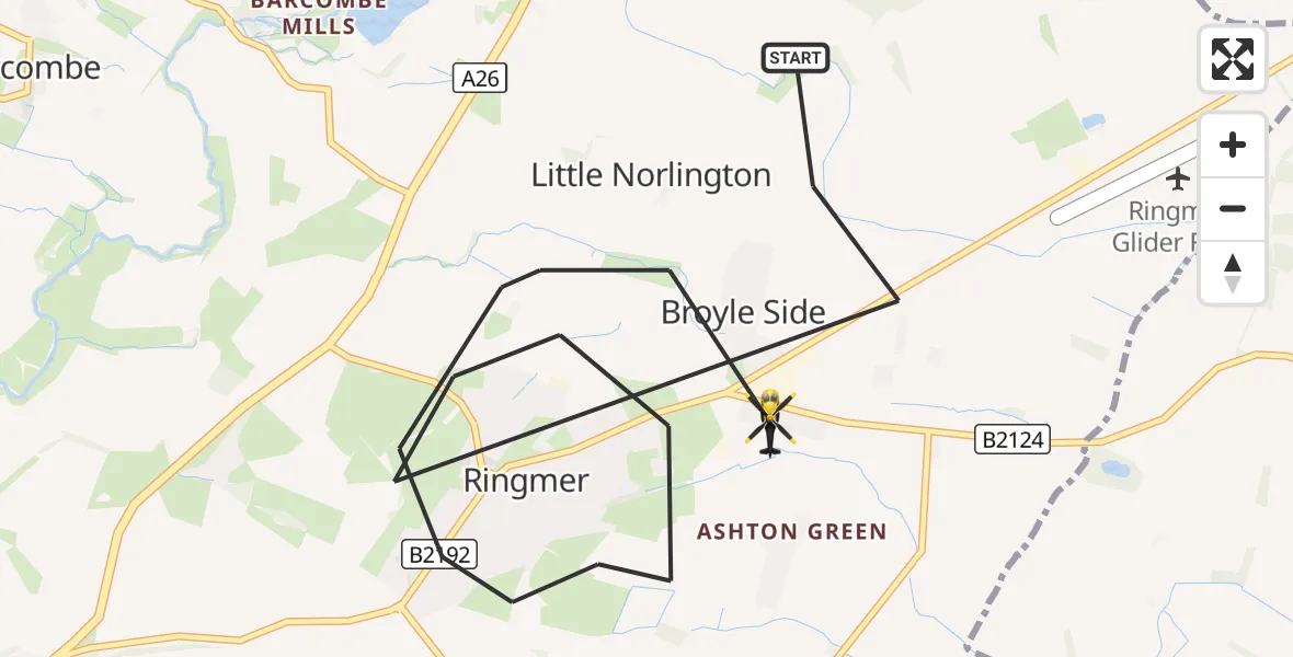 Flight route Police Helicopter Lewes - Lewes, 26 October 2026, 22:50