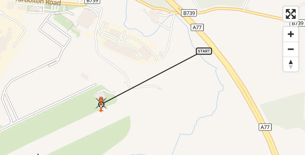 Flight route Coastguard Helicopter Prestwick - Glasgow Prestwick Airport, 27 October 2026, 00:12
