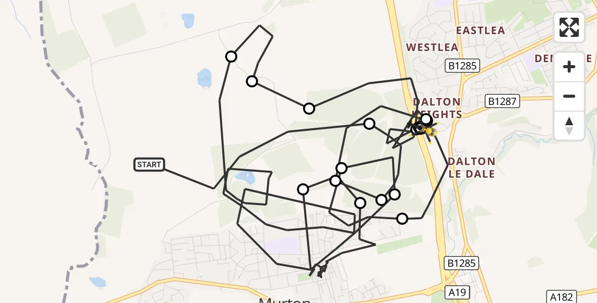 Flight route Police Helicopter Murton - Dalton Heights, 27 October 2026, 09:13