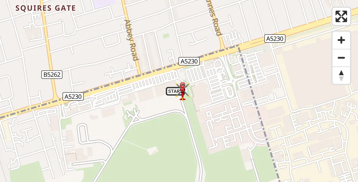 Flight route Air Ambulance Helicopter Blackpool Airport - Blackpool Airport, 27 October 2026, 14:00