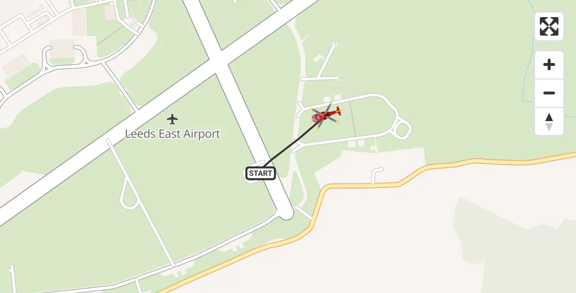 Flight route Air Ambulance Helicopter Leeds East Airport - Leeds East Airport, 27 October 2026, 17:29