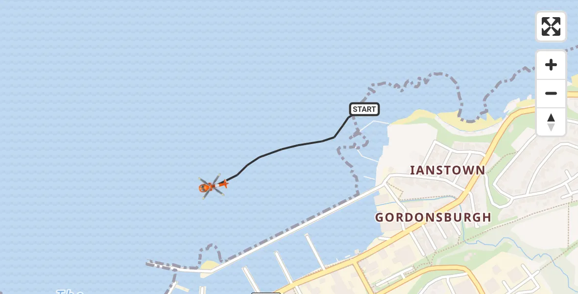 Flight route Coastguard Helicopter Buckie - Buckie, 27 October 2026, 23:12