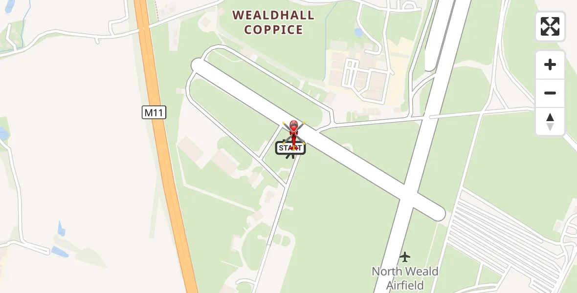 Flight route Air Ambulance Helicopter North Weald Airfield - North Weald Airfield, 28 October 2026, 08:44