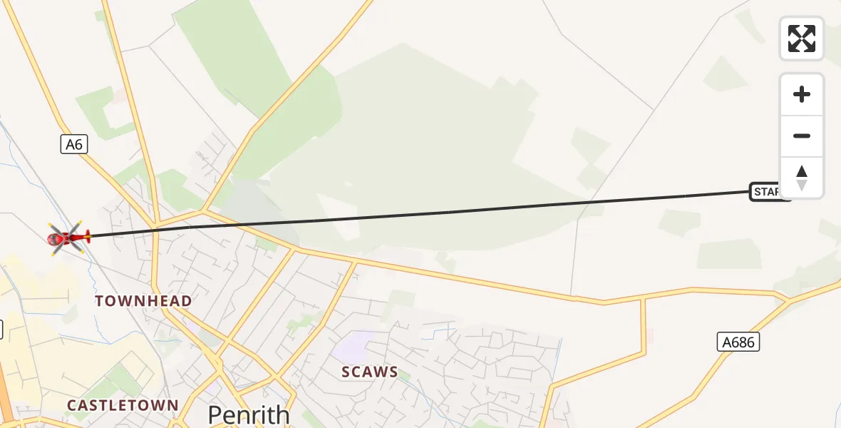 Flight route Air Ambulance Helicopter Penrith - Penrith, 28 October 2026, 10:18