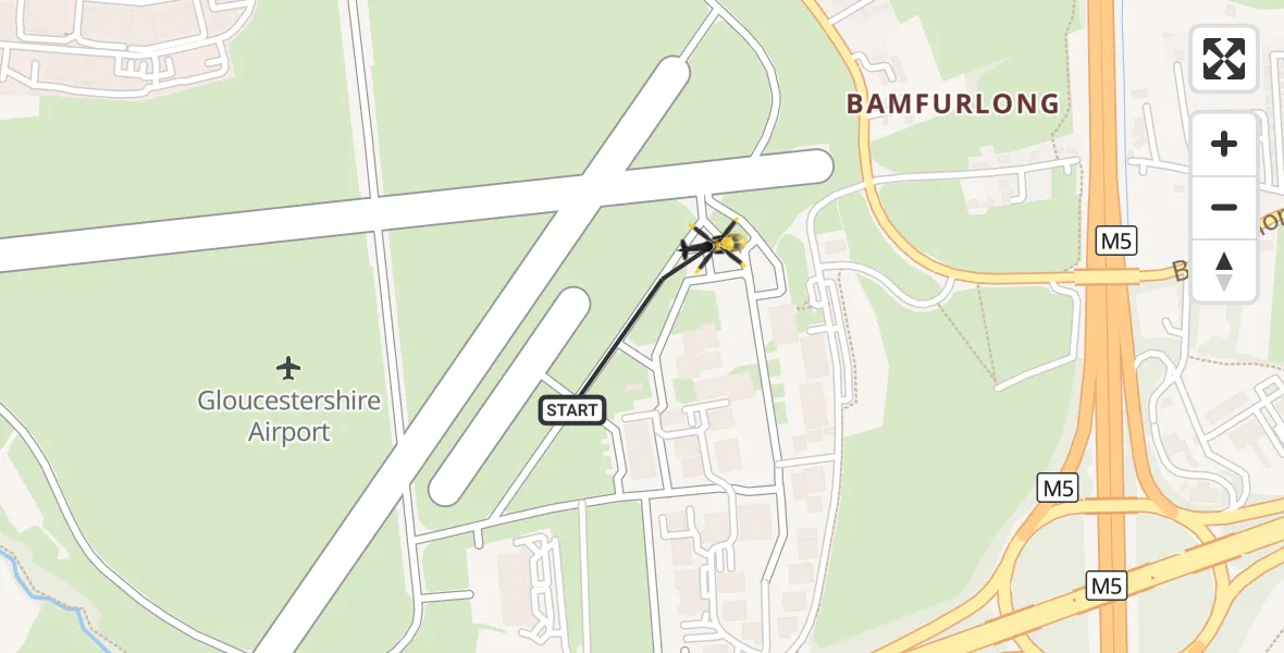 Flight route Police Helicopter Gloucestershire Airport - Gloucestershire Airport, 28 October 2026, 11:04