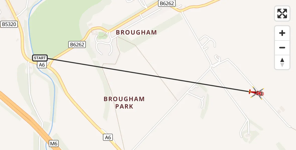 Flight route Air Ambulance Helicopter Eamont Bridge - Eamont Bridge, 28 October 2026, 11:36