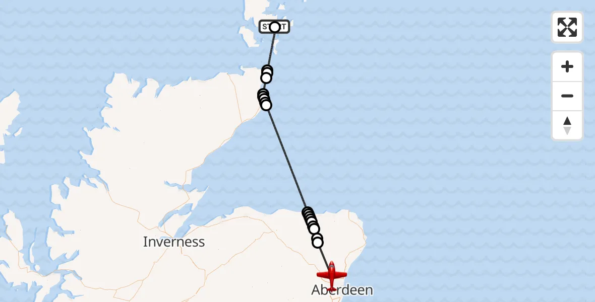 Flight route Air Ambulance Aircraft Mark Stone of Gaitnip - Cothal, 28 October 2026, 13:06