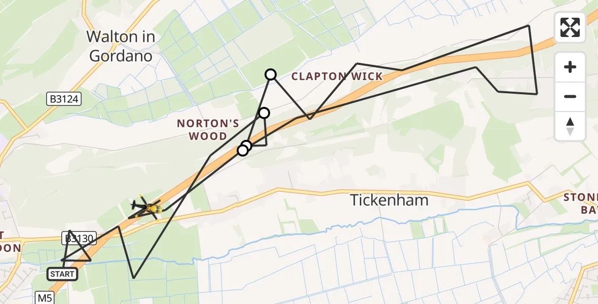 Flight route Police Helicopter Clevedon - Clevedon, 28 October 2026, 13:46