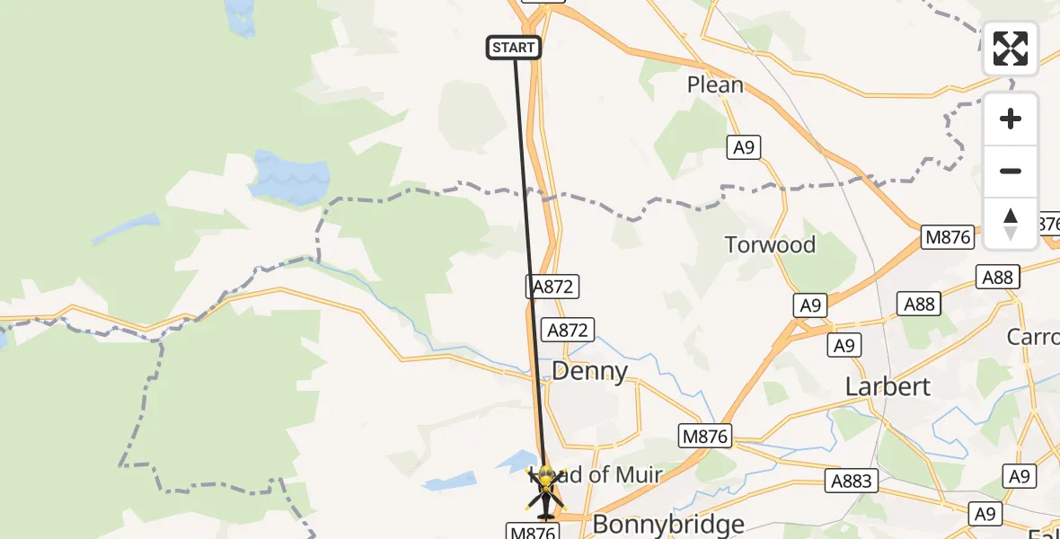 Flight route Police Helicopter Bannockburn - Head of Muir, 28 October 2026, 13:51