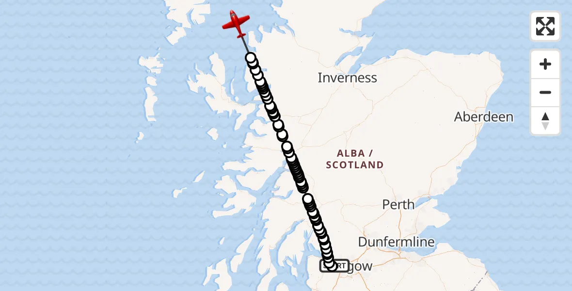 Flight route Air Ambulance Aircraft Glasgow Airport - Inner Seas, 28 October 2026, 15:12