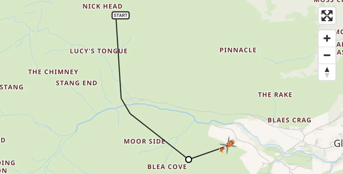 Flight route Coastguard Helicopter Patterdale - Glenridding, 28 October 2026, 15:56