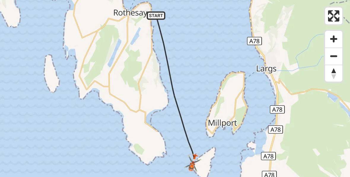 Flight route Coastguard Helicopter Inner Seas - Inner Seas, 28 October 2026, 16:36