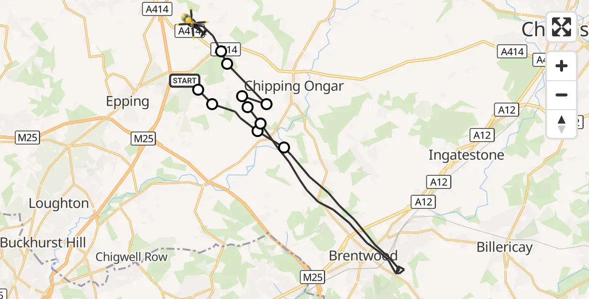 Flight route Police Helicopter North Weald Airfield - North Weald Bassett, 28 October 2026, 16:41