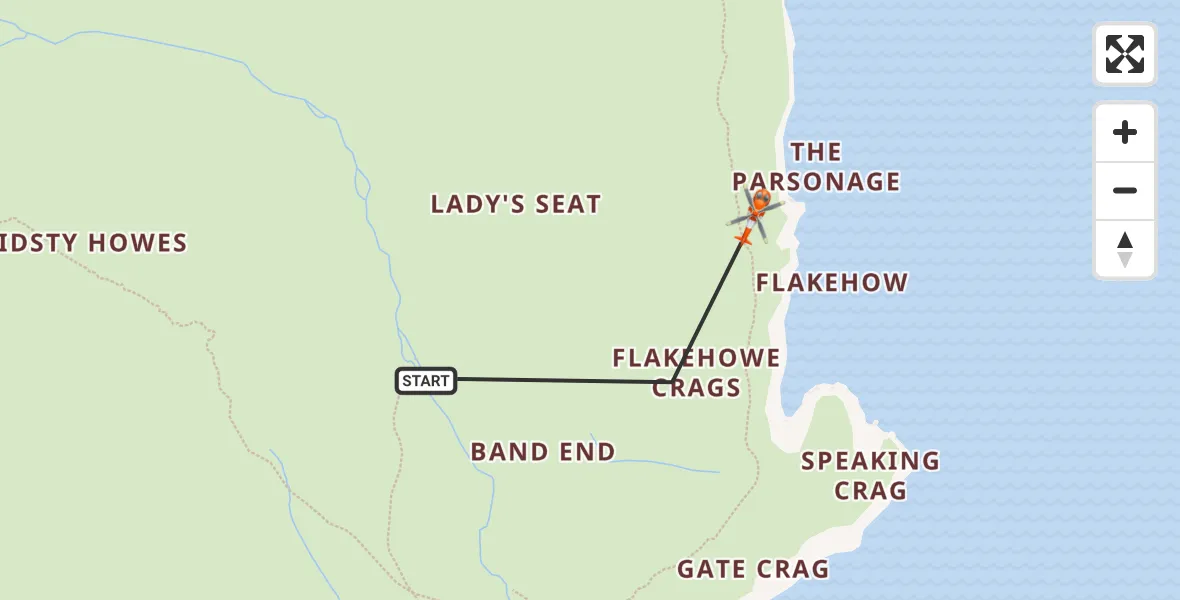 Flight route Coastguard Helicopter Bampton - Bampton, 28 October 2026, 21:36