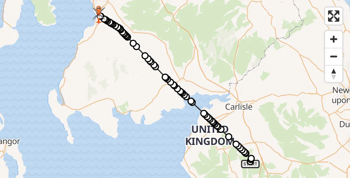 Flight route Coastguard Helicopter Shap Rural - Glasgow Prestwick Airport, 28 October 2026, 22:19