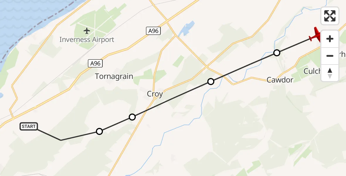 Flight route Air Ambulance Aircraft Inverness - Cawdor, 28 October 2026, 23:41