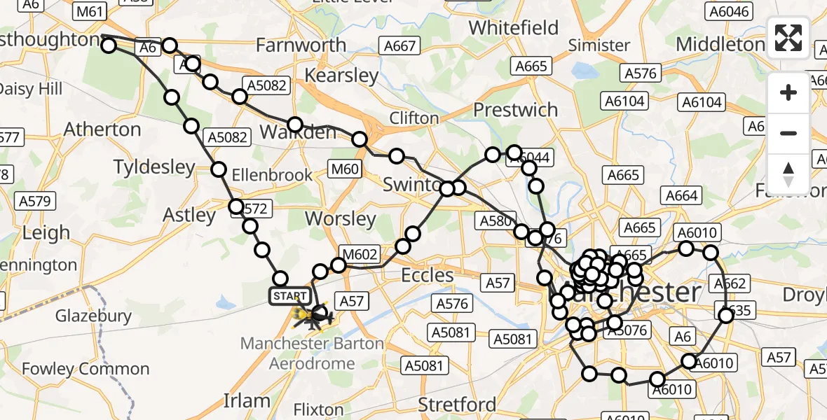 Flight route Police Helicopter Irlam - Manchester Barton Aerodrome, 29 October 2026, 02:23