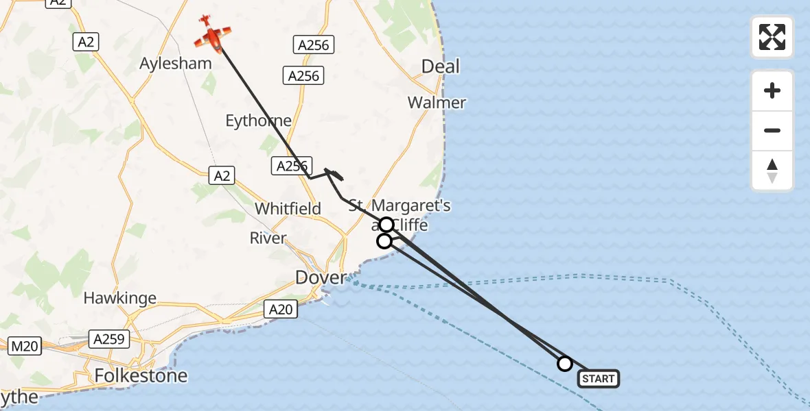 Flight route Coastguard Drone North Sea - Dover, 29 October 2026, 07:05