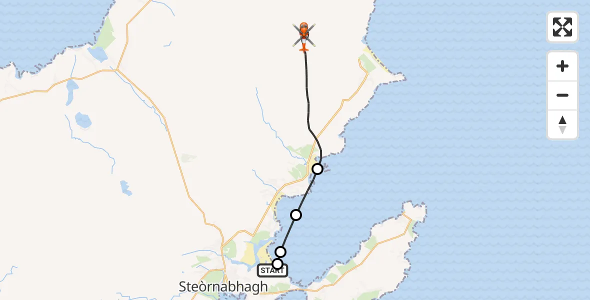 Flight route Coastguard Helicopter Stornoway Airport - Griais, 29 October 2026, 09:47