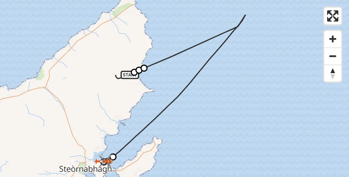 Flight route Coastguard Helicopter Am Baile Ùr - Stornoway Airport, 29 October 2026, 10:14