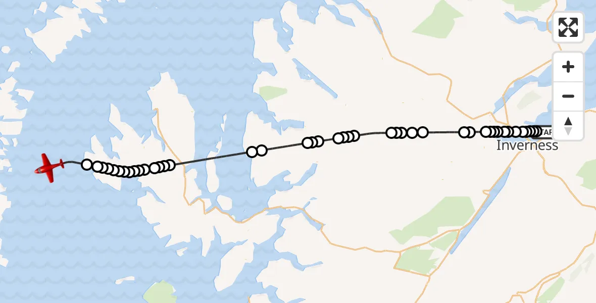 Flight route Air Ambulance Aircraft Inverness - Inner Seas, 29 October 2026, 11:19
