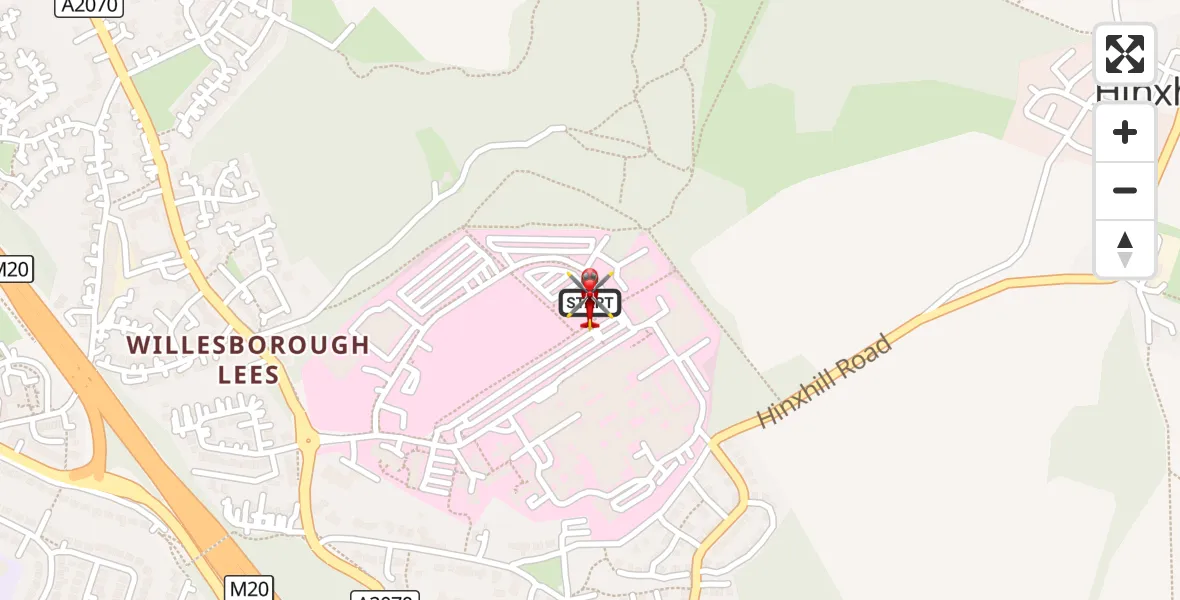 Flight route Air Ambulance Helicopter Ashford - Ashford, 29 October 2026, 12:09