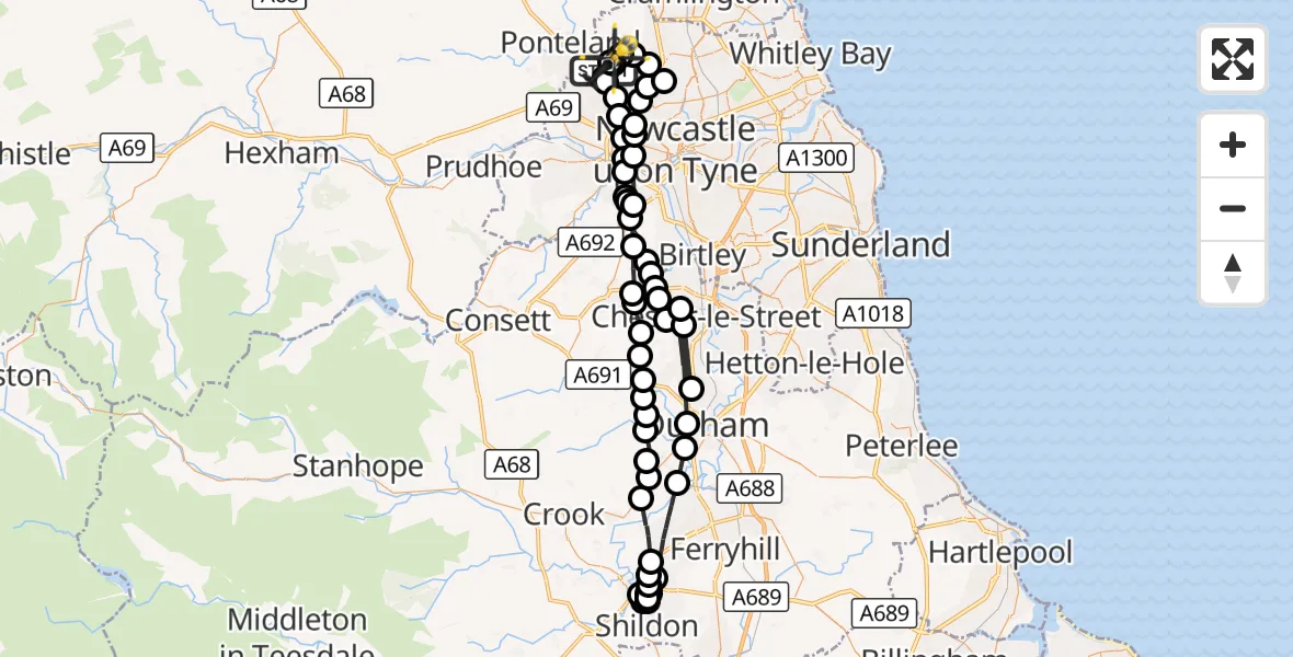 Flight route Police Helicopter Newcastle International Airport - Newcastle International Airport, 29 October 2026, 12:09