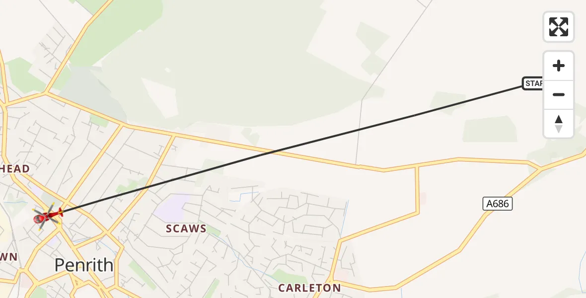 Flight route Air Ambulance Helicopter Penrith - Penrith, 29 October 2026, 12:14
