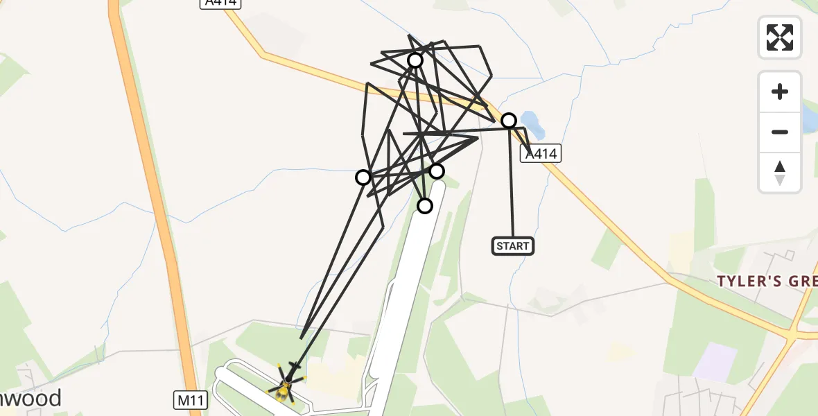 Flight route Police Helicopter North Weald Airfield - North Weald Airfield, 29 October 2026, 12:20