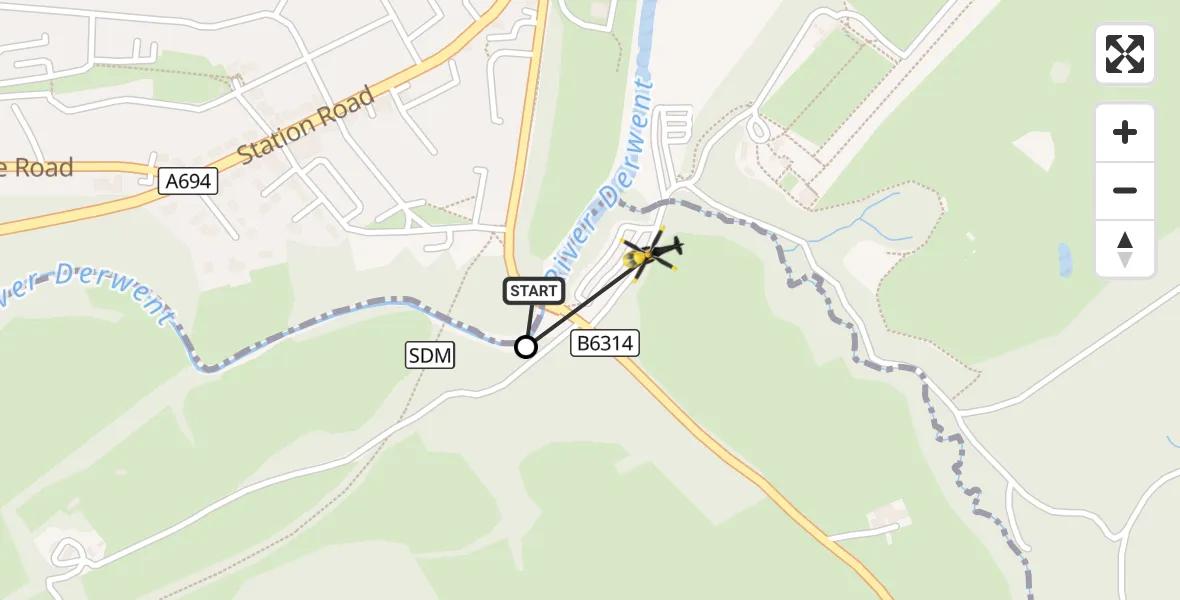 Flight route Police Helicopter Gateshead - Gateshead, 29 October 2026, 13:46