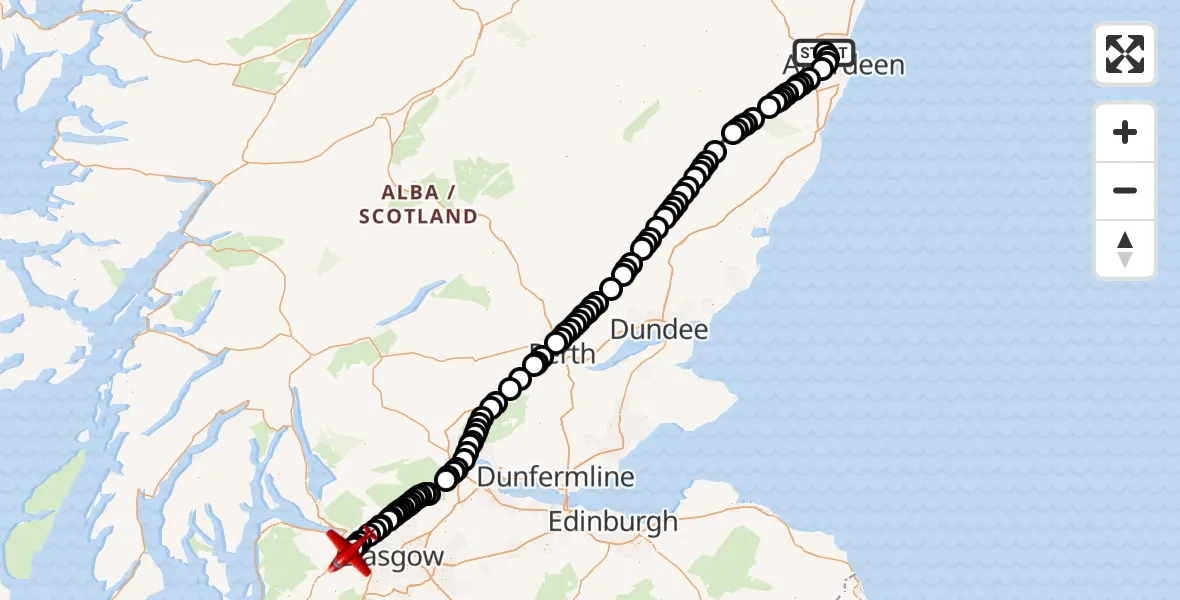 Flight route Air Ambulance Aircraft Bankhead - Glasgow Airport, 29 October 2026, 14:48