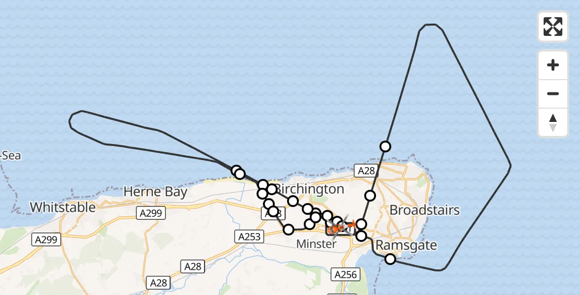 Flight route Coastguard Helicopter Manston Airport - Manston Airport, 29 October 2026, 15:04