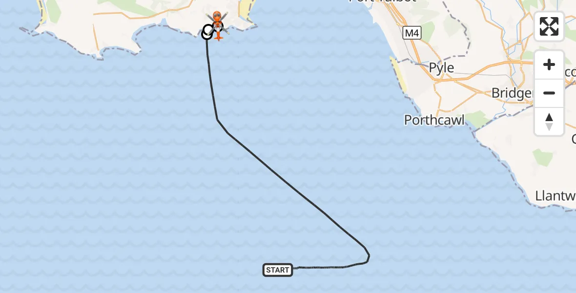 Flight route Coastguard Helicopter Bristol Channel - Manselfield, 29 October 2026, 15:09