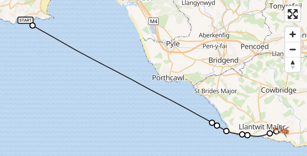 Flight route Coastguard Helicopter Manselfield - MOD St Athan, 29 October 2026, 15:55